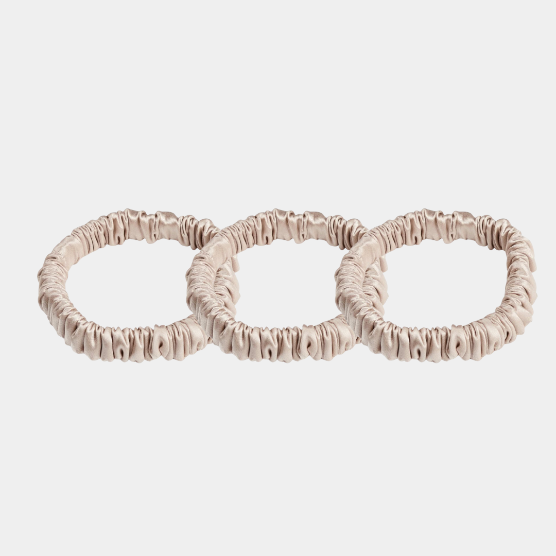 Champagne Luxe Skinny Scrunchie Trio