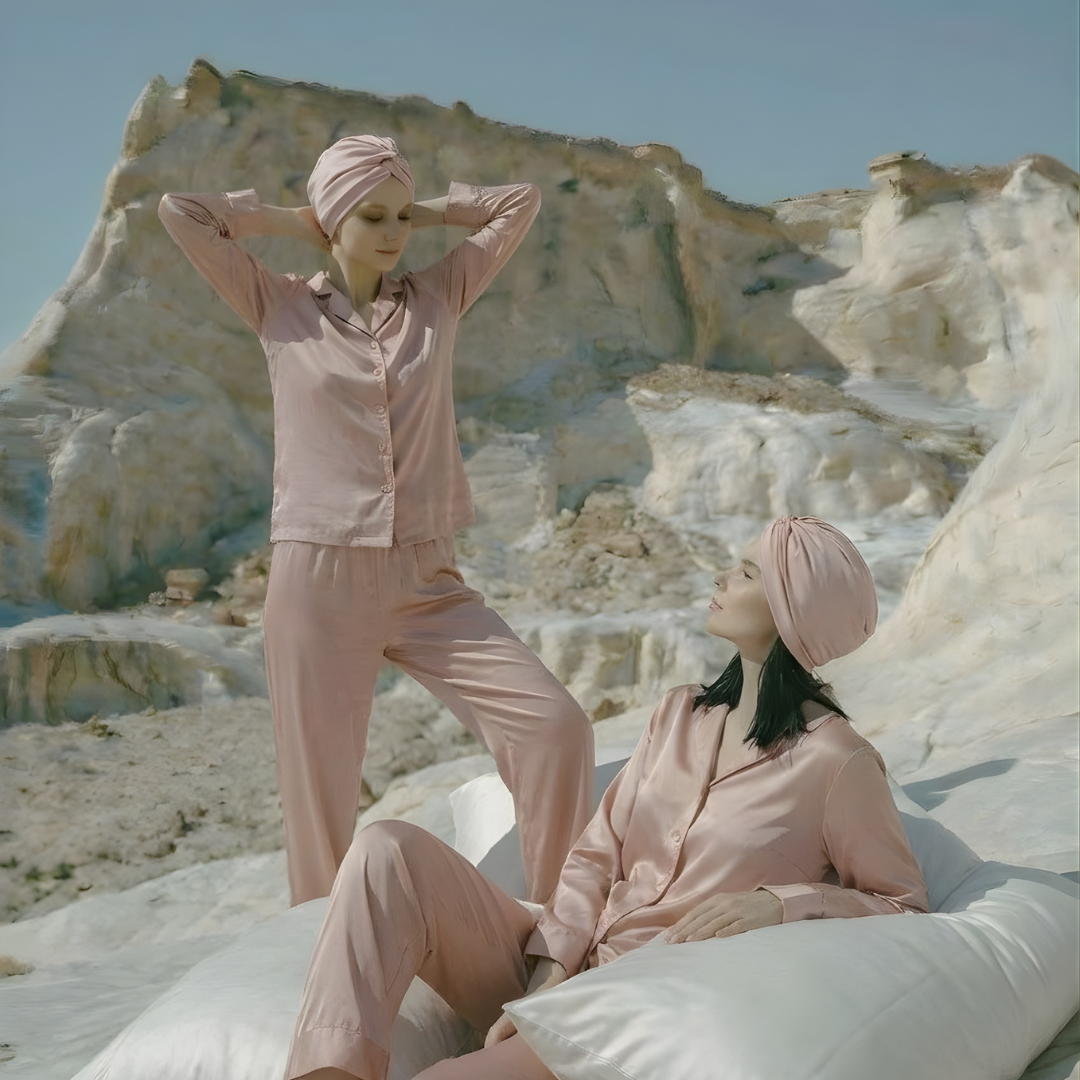 Pink mulberry silk bonnet